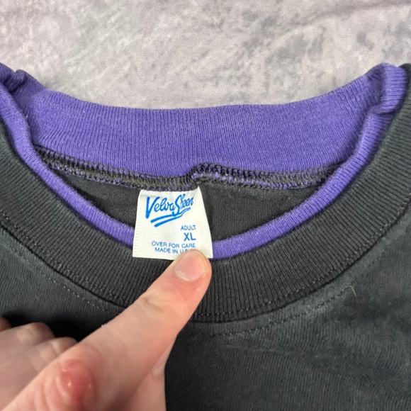 Vintage 90s Velva Sheen Mickey Florida T-Shirt XL Black Purple Double Layer Y2K - Picture 2 of 7
